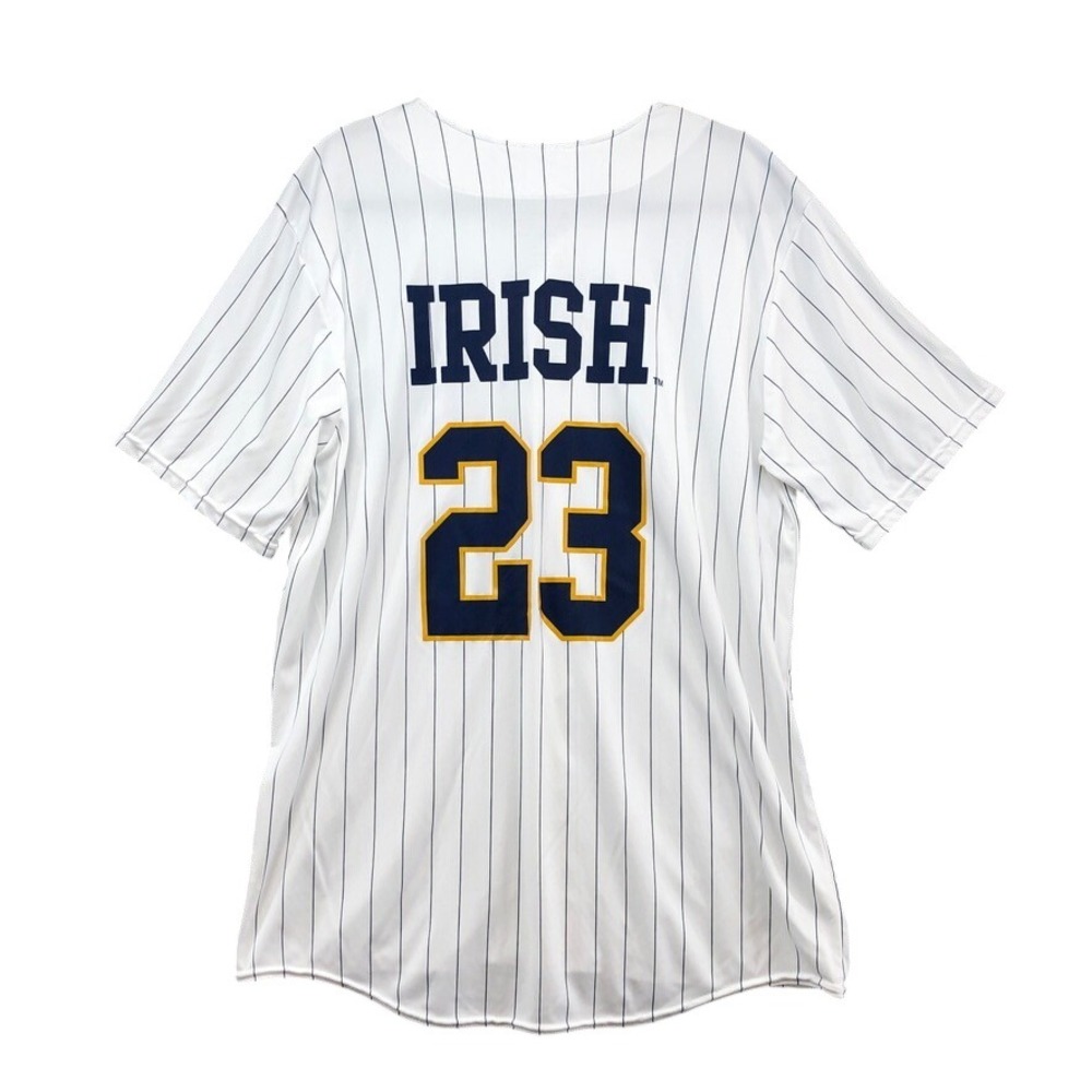 Augusta Sportswear Baseball Jersey Mens Large White Pinstripe Notre Dame 23
